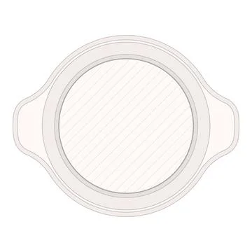 Empty round baking dish with handles on white background Illustration