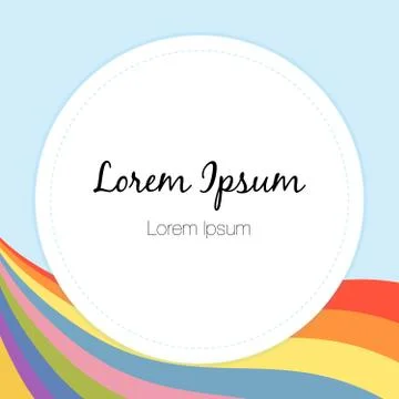 Empty round banner with space for text. With rainbow background. Stock Illustration