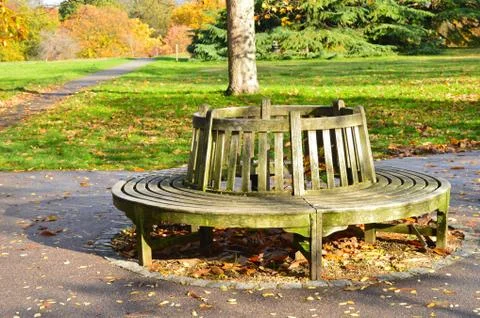Empty round bench in a park Stock Photos