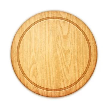 Empty round cutting board on white background Illustrazione stock