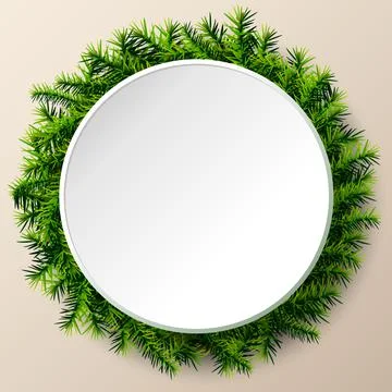 Empty round frame of christmas tree twigs Stock Illustration