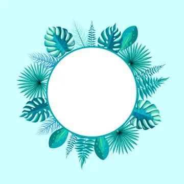 Empty Round Frame Spare Place for Text Palm Leaf Stock-Illustration