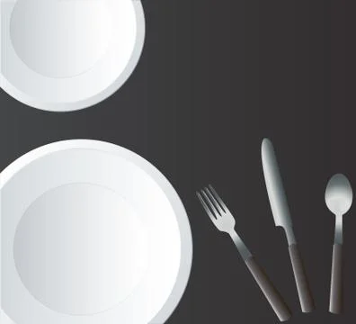 Empty Round Plate with Fork and Knife Stock Illustration