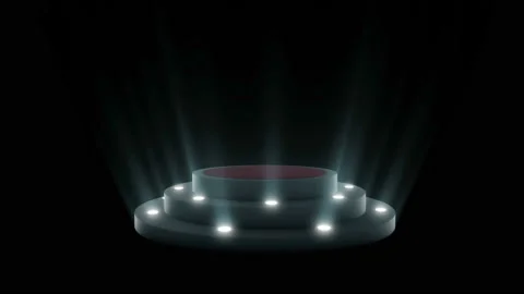 Empty round podium, pedestal or platform illuminated by volume spotlights. Stock Footage 105283563