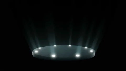 Empty round podium, pedestal or platform illuminated by volume spotlights. Stock Footage 105283590