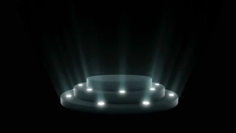 Empty round podium, pedestal or platform illuminated by volume spotlights. Stock Footage 105283615