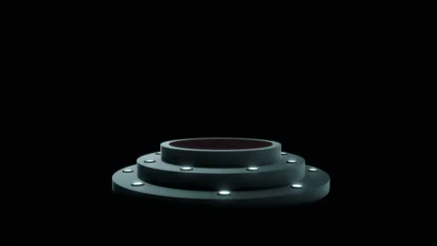 Empty round podium, pedestal or platform illuminated by volume spotlights. Stock Footage 105283636