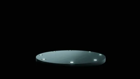 Empty round podium, pedestal or platform illuminated by volume spotlights. Stock Footage 105283664