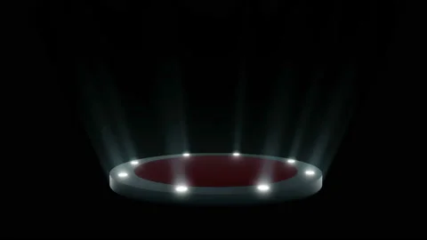 Empty round podium, pedestal or platform illuminated by volume spotlights. Stock Footage 105283671