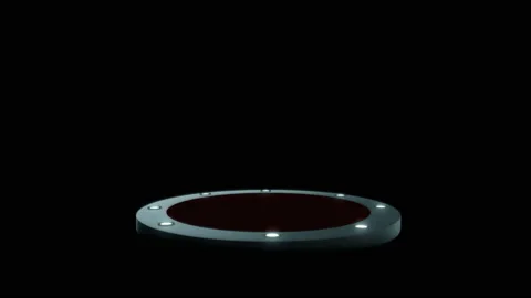 Empty round podium, pedestal or platform illuminated by volume spotlights. Stock Footage 105283682