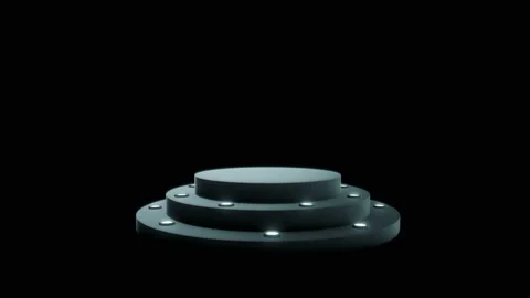 Empty round podium, pedestal or platform illuminated by volume spotlights. Stock Footage 105283689
