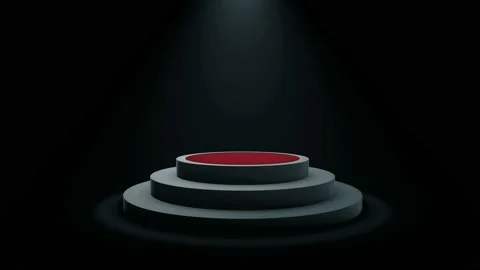 Empty round podium, pedestal or platform illuminated by volume spotlights. Stock Footage 105283805