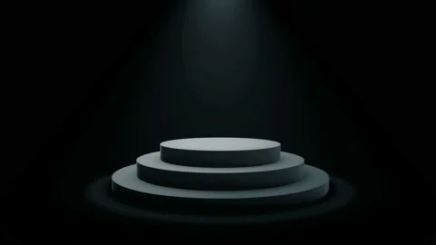 Empty round podium, pedestal or platform illuminated by volume spotlights. Stock Footage 105283874
