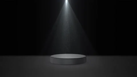 Empty round podium, pedestal or platform illuminated by volume spotlights Stock Footage 149223865