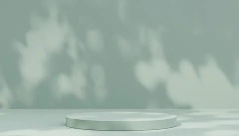 Empty round podium. Shadows on wall with tree texture product display mocku.. Stock Illustration