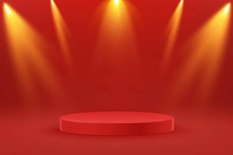 Empty round podium with spotlight. Award ceremony concept.Abstract scene with Stock Illustration
