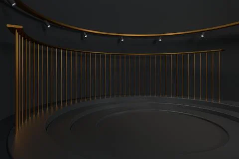 Empty round room, luxury showcase room, 3d rendering. Stock Illustration
