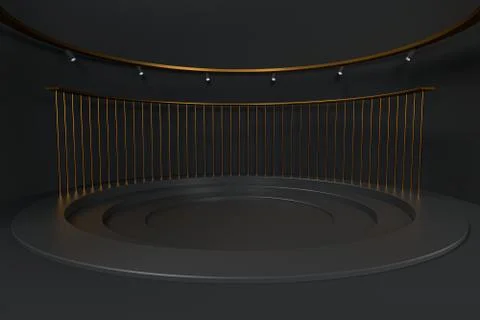 Empty round room, luxury showcase room, 3d rendering. Illustrazione stock