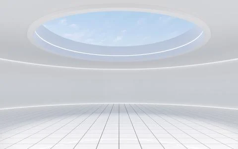 Empty round room with skylight, 3d rendering. Illustrazione stock