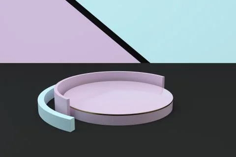 Empty round showcase, product presentation background, 3d rendering. Illustrazione stock