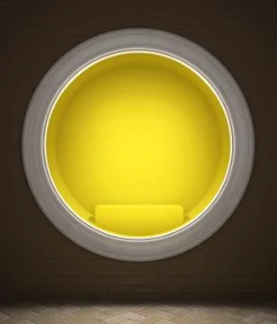 Empty round showcase of a shop in the evening light Stock Illustration