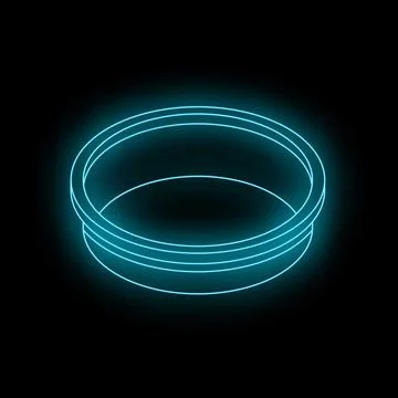 Empty round stage glowing with blue neon light on black background Stock Illustration