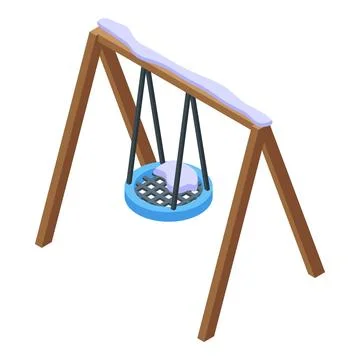 Empty round swing covered with snow is waiting for children in winter Stock Illustration