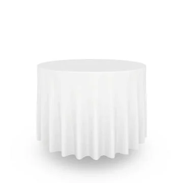 Empty round table with tablecloth isolated on white background Stock Illustration