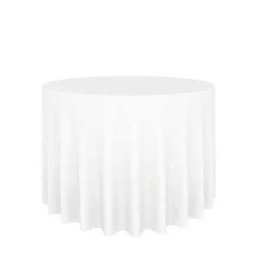 Empty round table with tablecloth isolated on white background Stock Illustration