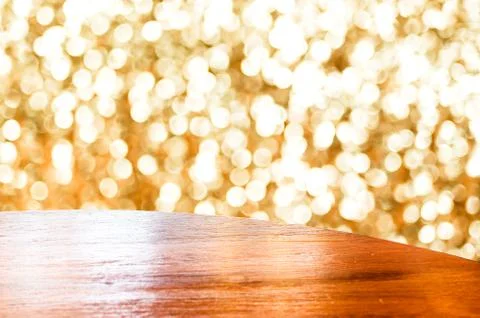 Empty round table top at store blurred background with bokeh light,Template.. Stock Photos