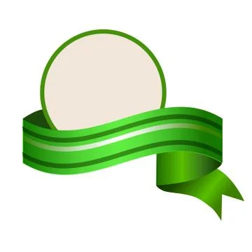 Empty round template wuth relistic green banner Stock Illustration