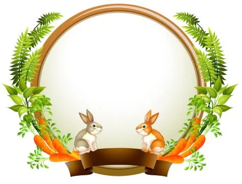 An empty round templates with plants and animals Illustrazione stock