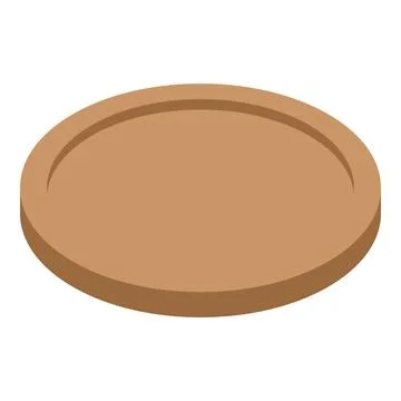 Empty round wooden serving tray isometric view Stock Illustration