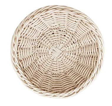 Empty round woven wicker basket with transparent background Stock Photos