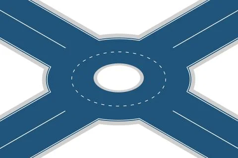 Empty roundabout junction isolated on white background. Vector isometric 3D i Stock Illustration