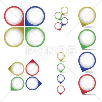 Empty rounded multicolor pointers Stock Illustration