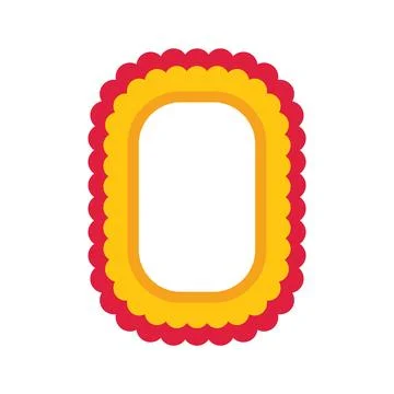 Empty rounded rectangular frame with scalloped red and yellow border Stock Illustration