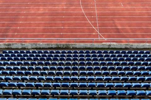 Empty rows of seats in the auditorium of the athletic stadium Stock-Fotos