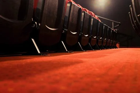 Empty rows of seats in the auditorium without people Stock Photos