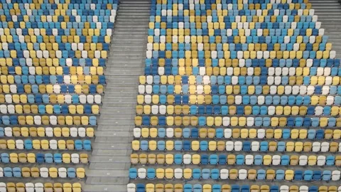Empty rows of seats in a football stadium Stock Footage 155901393