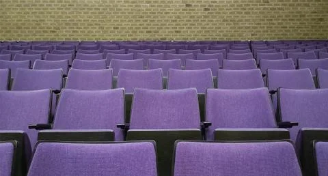Empty rows of seats in hall.Concept of corona quarantine,cancel of mass events Stock Photos