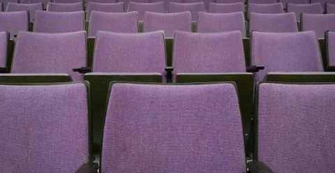 Empty rows of seats in hall.Concept of corona quarantine,cancel of mass events Stock Photos