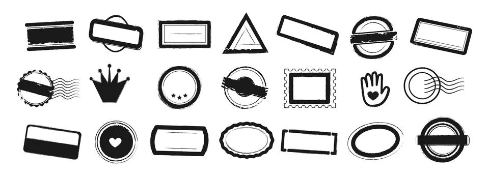 Empty rubber stamp vector illustration with grunge texture. Black ink frame Stock Illustration
