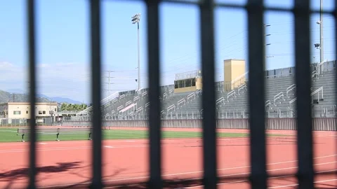 Empty running track and stands 2 Stock-Footage 130834130