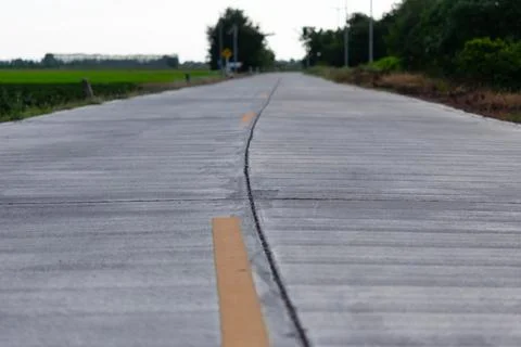 Empty Rural Concrete Road Perspective Stock Photos