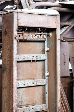Empty rusty box from electrical switches Stock Photos