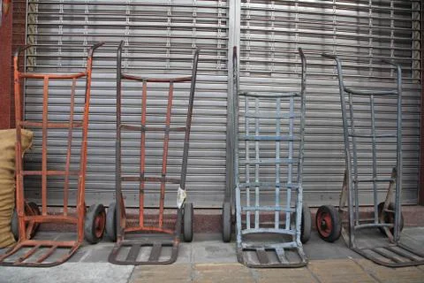 Empty sack barrow Stock Photos