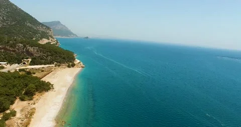 Empty Sand Beach Drone Shot Stock Footage 130601146