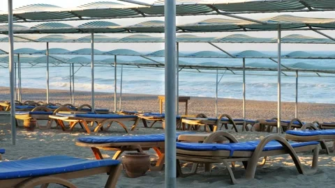 Empty sand beach during lockdown Stock Footage 165021227