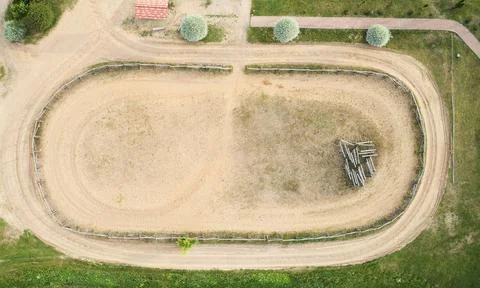 Empty sand hippodrome Stock Photos